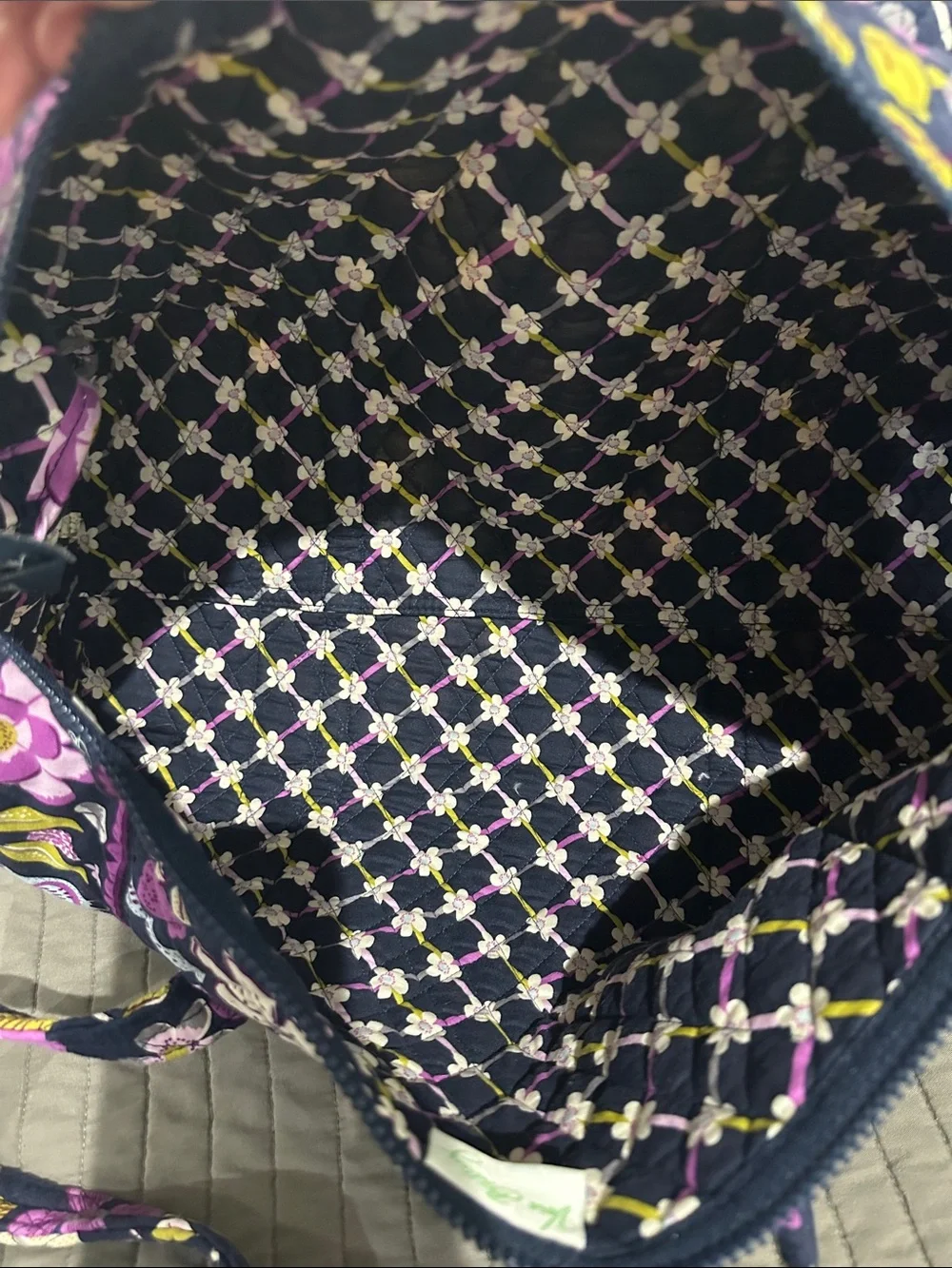 Vera Bradley small Quilted Floral Tote Bag - Navy purple